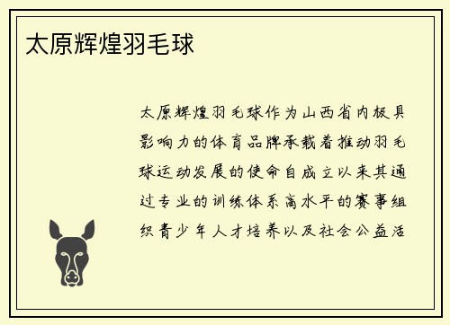 太原辉煌羽毛球